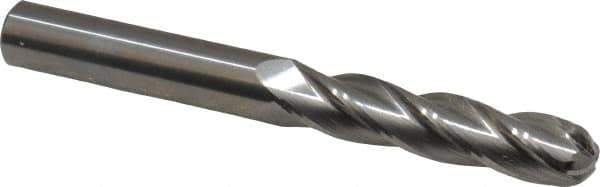 OSG - 7/16" Diam, 2" LOC, 4 Flute Solid Carbide Ball End Mill - Uncoated, Single End, 4" OAL, 7/16" Shank Diam, Spiral Flute - USA Tool & Supply