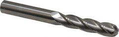 OSG - 7/16" Diam, 2" LOC, 4 Flute Solid Carbide Ball End Mill - Uncoated, Single End, 4" OAL, 7/16" Shank Diam, Spiral Flute - USA Tool & Supply