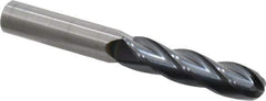 OSG - 1/2" Diam, 2" LOC, 4 Flute Solid Carbide Ball End Mill - TiAlN Finish, Single End, 4" OAL, 1/2" Shank Diam, Spiral Flute - USA Tool & Supply
