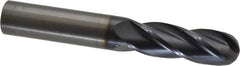 OSG - 3/4" Diam, 2-1/4" LOC, 4 Flute Solid Carbide Ball End Mill - TiAlN Finish, Single End, 5" OAL, 3/4" Shank Diam, Spiral Flute - USA Tool & Supply