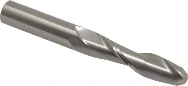 OSG - 1/2" Diam, 2" LOC, 2 Flute Solid Carbide Ball End Mill - Uncoated, Single End, 4" OAL, 1/2" Shank Diam, Spiral Flute - USA Tool & Supply