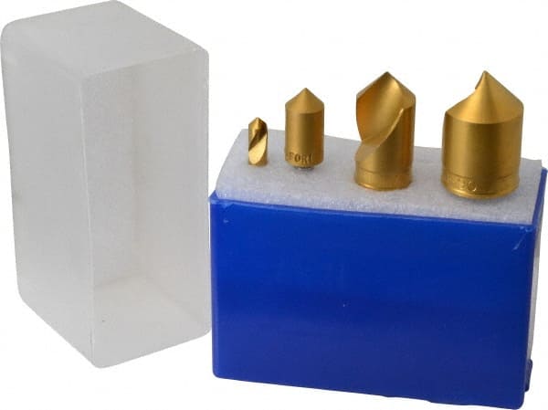 M.A. Ford - 4 Piece, 1/4 to 1" Head Diam, 90° Included Angle, Single End Countersink Set - USA Tool & Supply