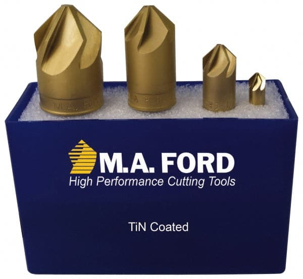 M.A. Ford - 4 Piece, 1/4 to 1" Head Diam, 82° Included Angle, Single End Countersink Set - USA Tool & Supply