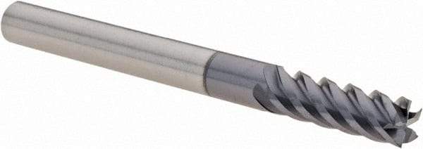 Value Collection - 3/16", 9/16" LOC, 3/16" Shank Diam, 2" OAL, 5 Flute, Solid Carbide Square End Mill - Single End, TiAlN Finish, Spiral Flute, 45° Helix, Right Hand Cut, Right Hand Flute - USA Tool & Supply