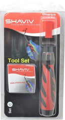 Shaviv - 4 Piece, High Speed Steel Blade, Back Hole Chamfer, Hand Deburring Tool Set - C Blade Holder, For Flat Surface, Hole Edge, Hole Inner Surface, Straight Edge - USA Tool & Supply