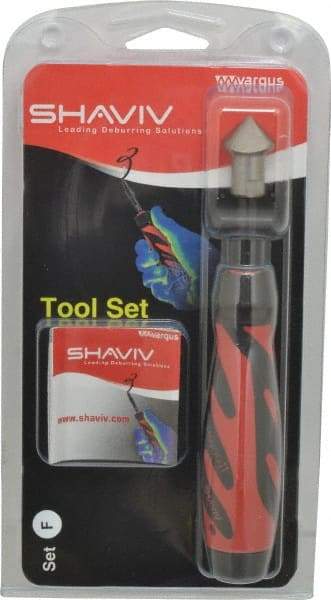 Shaviv - 3 Piece, High Speed Steel Blade, Hand Deburring Tool Set - F Blade Holder, For Hole Edge - USA Tool & Supply