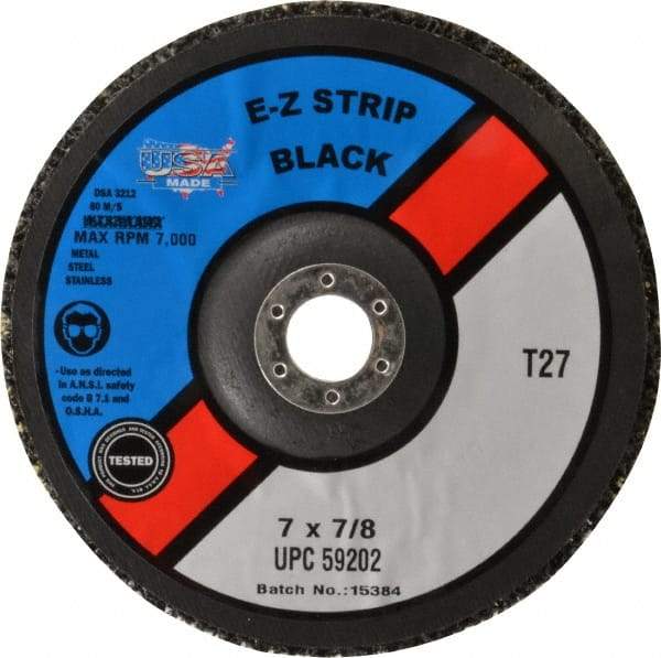 Camel Grinding Wheels - 7" Very Coarse Grade Silicon Carbide Deburring Disc - 7/8" Center Hole, Arbor Connection, Black, 7,000 Max RPM - USA Tool & Supply