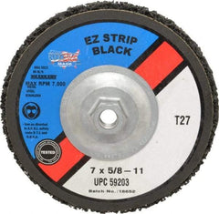 Camel Grinding Wheels - 7" Very Coarse Grade Silicon Carbide Deburring Disc - 5/8-11 Threaded Center Hole, Arbor Connection, Black, 7,000 Max RPM - USA Tool & Supply