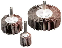 Camel Grinding Wheels - 2" Diam x 2" Face Width, Medium Aluminum Oxide Coated Mounted Flap Wheel - 1/4" Shank Mount, 60 Grit, 25,000 Max RPM - USA Tool & Supply