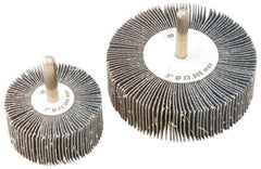 Camel Grinding Wheels - 1" Diam x 1" Face Width, Medium Zirconia Alumina Coated Mounted Flap Wheel - 1/4" Shank Mount, 80 Grit, Cloth Backing, 30,000 Max RPM - USA Tool & Supply