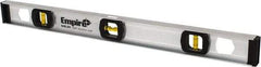 Empire Level - 24" Long 3 Vial I-Beam Level - Aluminum, Silver, 1 Level & 2 Plumb Vials - USA Tool & Supply