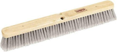 Harper Brush - 18" Smooth Surface Synthetic Push Broom - 3" Bristle Length, Wood Block, Threaded Handle Connection, Handle Sold Separately - USA Tool & Supply