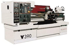 Clausing - 15-3/4" Swing, 50" Between Centers, 208/230/460 Volt, Triple Phase Engine Lathe - 4MT Taper, 10 hp, 14 to 2,500 RPM, 2-1/8" Bore Diam, 53" Deep x 65" High x 107" Long - USA Tool & Supply