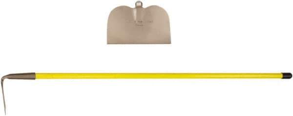 Ampco - 6-1/8" High x 11-1/2" Wide Square Aluminum Bronze Hoe - 55" Long Fiberglass Straight Handle, No Step - USA Tool & Supply