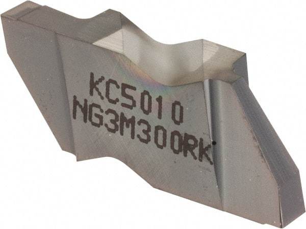 Kennametal - 3M300NG K Grade KC5010, 3mm Cutting Width Carbide Grooving Insert - 3.81mm Max Depth of Cut, Right Hand, 0.19mm Corner Radius, TiAlN Finish - USA Tool & Supply