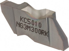 Kennametal - 3M300NG K Grade KC5010, 3mm Cutting Width Carbide Grooving Insert - 3.81mm Max Depth of Cut, Right Hand, 0.19mm Corner Radius, TiAlN Finish - USA Tool & Supply