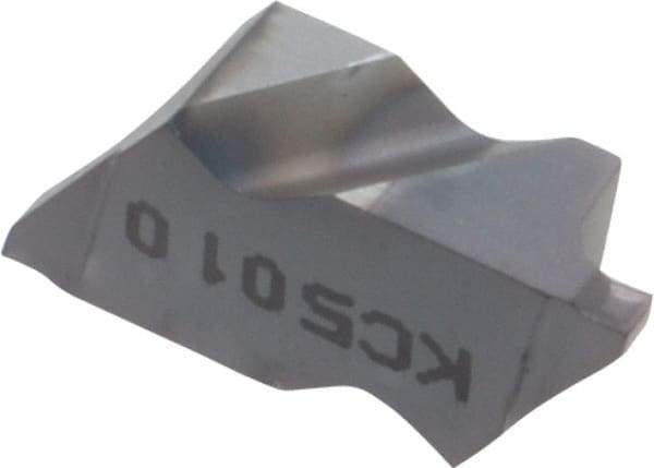 Kennametal - 2047NG K Grade KC5010, 1.19mm Cutting Width Carbide Grooving Insert - 1.27mm Max Depth of Cut, Left Hand, 0.09mm Corner Radius, TiAlN Finish - USA Tool & Supply