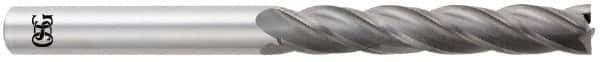 OSG - 3/8", 3" LOC, 3/8" Shank Diam, 6" OAL, 4 Flute, Solid Carbide Square End Mill - Single End, Uncoated, Spiral Flute, 30° Helix, Centercutting, Right Hand Cut, Right Hand Flute, Series 484 - USA Tool & Supply
