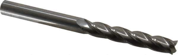 OSG - 1/2", 3" LOC, 1/2" Shank Diam, 6" OAL, 4 Flute, Solid Carbide Square End Mill - Single End, Uncoated, Spiral Flute, 30° Helix, Centercutting, Right Hand Cut, Right Hand Flute, Series 484 - USA Tool & Supply