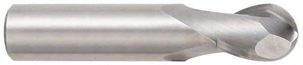 OSG - 1/2" Diam, 5/8" LOC, 2 Flute Solid Carbide Ball End Mill - Uncoated, Single End, 2-1/2" OAL, 1/2" Shank Diam, Spiral Flute - USA Tool & Supply