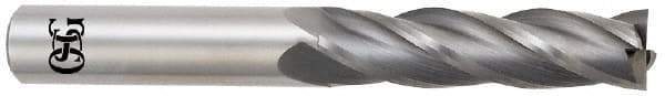 OSG - 1", 2-1/4" LOC, 1" Shank Diam, 5" OAL, 4 Flute, Solid Carbide Square End Mill - Single End, TiCN Finish, Spiral Flute, 30° Helix, Centercutting, Right Hand Cut, Right Hand Flute, Series 464 - USA Tool & Supply