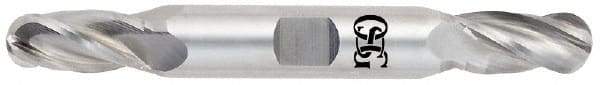 OSG - 7/16" Diam, 7/8" LOC, 4 Flute Solid Carbide Ball End Mill - Uncoated, Double End, 4" OAL, 1/2" Shank Diam, Spiral Flute - USA Tool & Supply