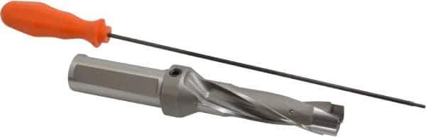 Kennametal - 26.59 to 27.09mm Diam, 3xD, 84.07mm Max Depth, 1-1/4" Shank Diam, 117.09mm Flute, 222.25mm OAL, Replaceable Tip Drill - KSEM1047 Insert, 6 Seat Size, Series KSEM - USA Tool & Supply