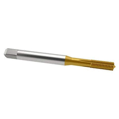 Emuge - 3/8-16 UNC 2BX Modified Bottoming Thread Forming Tap - Cobalt, TiN Finish, 3.937" OAL, 0.866" Thread Length, Right Hand Thread, Series Rekord Druck-S - Exact Industrial Supply
