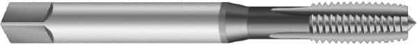 Emuge - 9/16-18 UNF 2BX 4 Flute Nitride Finish Cobalt Straight Flute Machine Tap - Modified Bottoming, Right Hand Thread, 3.937" OAL, 0.866" Thread Length, Oversize - USA Tool & Supply