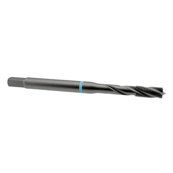 Emuge - 3/8-16 UNC 3 Flute 2B Modified Bottoming Spiral Flute Tap - Cobalt, Oxide Finish, 3.937" OAL, Right Hand Flute, Right Hand Thread, Series Enorm-VA - USA Tool & Supply