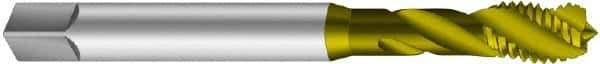 Emuge - 9/16-12 UNC 4 Flute 2B Bottoming Spiral Flute Tap - Cobalt, TiN Finish, 4.331" OAL, Right Hand Flute, Right Hand Thread, Series Enorm Z - USA Tool & Supply