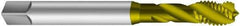 Emuge - 2-8 UNS 8 Flute 2B Modified Bottoming Spiral Flute Tap - Cobalt, TiN Finish, 8.858" OAL, Right Hand Flute, Right Hand Thread, Series Enorm Z - USA Tool & Supply