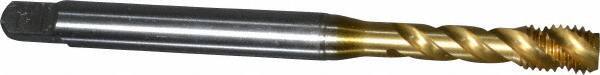 Emuge - 1/4-28 UNF 3 Flute 2B Bottoming Spiral Flute Tap - Cobalt, TiN Finish, 3.15" OAL, Right Hand Flute, Right Hand Thread, Series Enorm Z - USA Tool & Supply