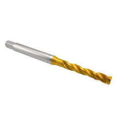 Emuge - 5/16-18 UNC 3 Flute 2B Bottoming Spiral Flute Tap - Cobalt, TiN Finish, 3.543" OAL, Right Hand Flute, Right Hand Thread, Series Enorm Z - USA Tool & Supply