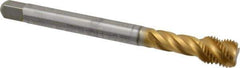 Emuge - 7/16-20 UNF 4 Flute 2B Bottoming Spiral Flute Tap - Cobalt, TiN Finish, 3.937" OAL, Right Hand Flute, Right Hand Thread, Series Enorm Z - USA Tool & Supply