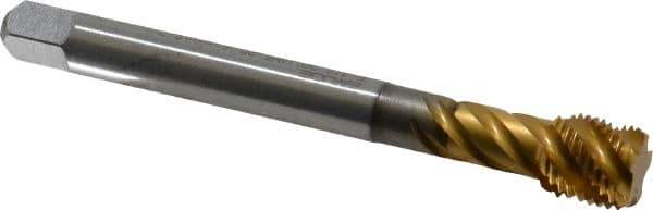 Emuge - 1/2-20 UNF 5 Flute 2B Bottoming Spiral Flute Tap - Cobalt, TiN Finish, 3.937" OAL, Right Hand Flute, Right Hand Thread, Series Enorm Z - USA Tool & Supply