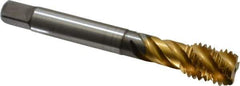 Emuge - 5/8-11 UNC 4 Flute 2B Bottoming Spiral Flute Tap - Cobalt, TiN Finish, 4.331" OAL, Right Hand Flute, Right Hand Thread, Series Enorm Z - USA Tool & Supply