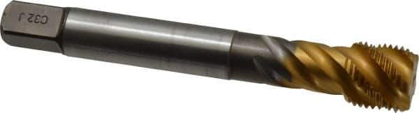 Emuge - 5/8-18 UNF 5 Flute 2B Bottoming Spiral Flute Tap - Cobalt, TiN Finish, 3.937" OAL, Right Hand Flute, Right Hand Thread, Series Enorm Z - USA Tool & Supply