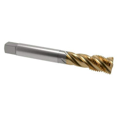 Emuge - 3/4-10 UNC 4 Flute 2B Bottoming Spiral Flute Tap - Cobalt, TiN Finish, 4.921" OAL, Right Hand Flute, Right Hand Thread, Series Enorm Z - USA Tool & Supply