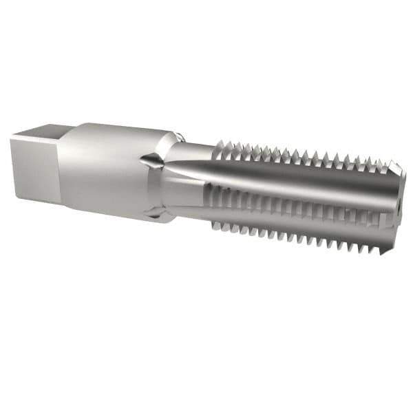 Emuge - 1/4-18 NPT Thread, 5 Flute Standard Pipe Tap - 2-7/16" OAL, 1.06" Thread Length, 9/16" Shank Diam, Bright Finish, Cobalt - Exact Industrial Supply