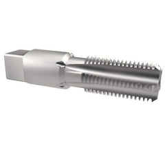 Emuge - 1/4-18 NPT Thread, 5 Flute Standard Pipe Tap - 2-7/16" OAL, 1.06" Thread Length, 9/16" Shank Diam, Bright Finish, Cobalt - Exact Industrial Supply