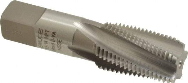 Emuge - 1/2-14 NPT, 15° Helix, 5 Flutes, Modified Bottoming Chamfer, Bright Finish, High Speed Steel, Spiral Flute Pipe Tap - Right Hand Flute, 11/16" Shank Diam, 1.38" Thread Length, 0.517-0.641" Projection, 0.515" Square Size, - USA Tool & Supply