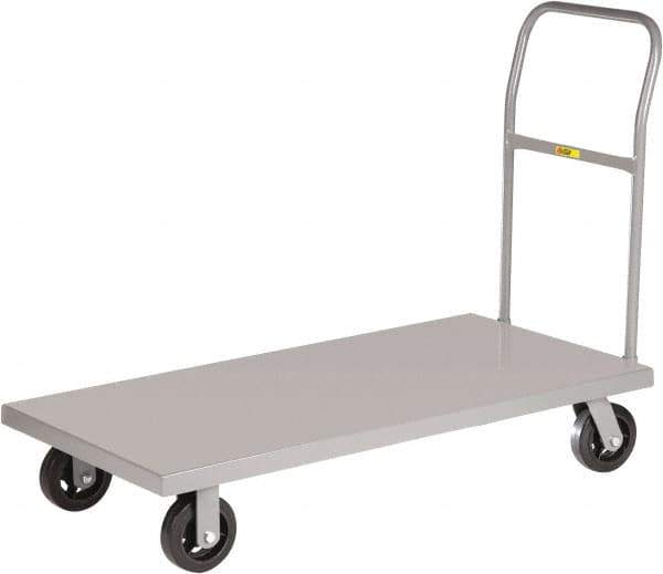 Little Giant - 1,600 Lb Capacity Steel Platform Truck - Steel Deck, 24" OAW, 36" Platform Length x 9" Platform Height, Mold On Rubber Casters - USA Tool & Supply