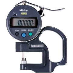 Mitutoyo - 0mm to 12mm Measurement, 0.001mm Resolution Electronic Thickness Gage - Accurate up to 0.0002", 1.5 N Measuring Force - USA Tool & Supply