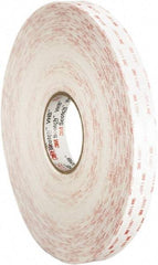 3M - 2" x 36 Yd Acrylic Adhesive Double Sided Tape - 45 mil Thick, White, Foam Liner - USA Tool & Supply
