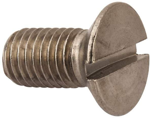 Value Collection - M12x1.75 Metric Coarse, 25mm OAL Slotted Drive Machine Screw - Flat Head, Grade 316 & A4 Stainless Steel, Uncoated, Without Washer - USA Tool & Supply