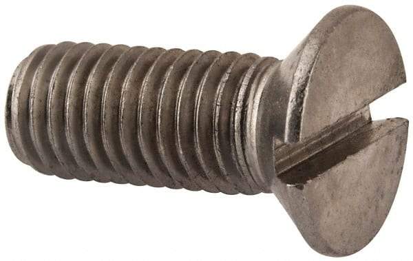 Value Collection - M12x1.75 Metric Coarse, 30mm OAL Slotted Drive Machine Screw - Flat Head, Grade 316 & A4 Stainless Steel, Uncoated, Without Washer - USA Tool & Supply