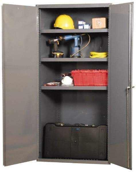 Durham - 3 Shelf Locking Storage Cabinet - Steel, 36" Wide x 18" Deep x 60" High, Beige - USA Tool & Supply