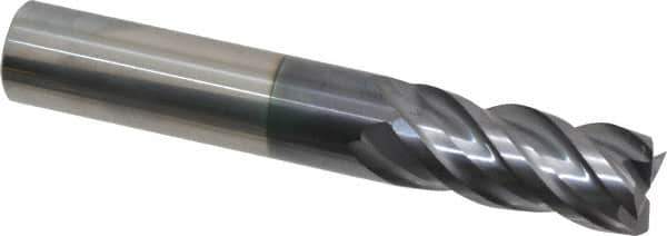 ProMax - 9/16", 1-1/4" LOC, 9/16" Shank Diam, 3-1/2" OAL, 4 Flute, Solid Carbide Square End Mill - Single End, AlTiN Finish, Spiral Flute, 40° Helix, Right Hand Cut, Right Hand Flute, Series 155 - USA Tool & Supply