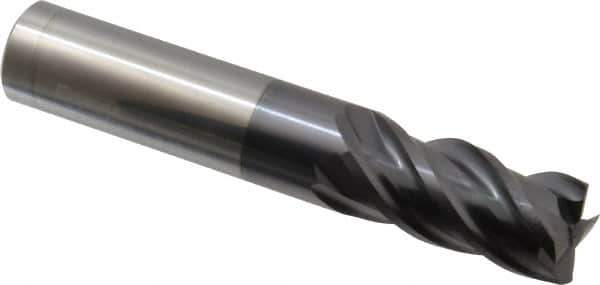 ProMax - 5/8", 1-1/4" LOC, 5/8" Shank Diam, 3-1/2" OAL, 4 Flute, Solid Carbide Square End Mill - Single End, AlTiN Finish, Spiral Flute, 40° Helix, Right Hand Cut, Right Hand Flute, Series 155 - USA Tool & Supply